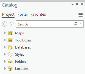 Catalog pane with no History tab