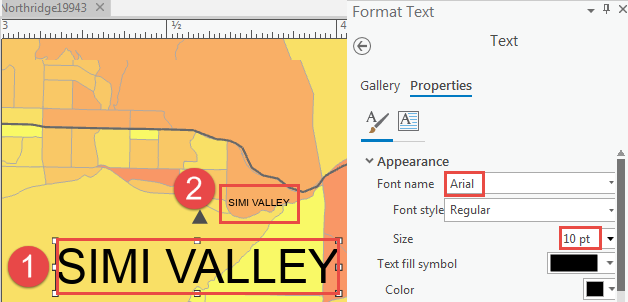 The text size is larger than the annotation size