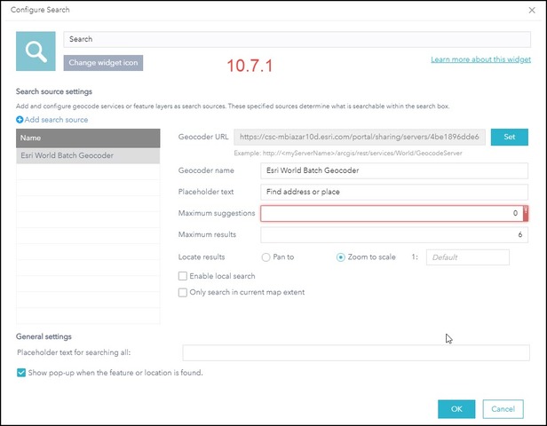 configuring the widget in 10.7.1 shows an error