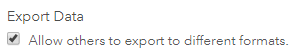 Image illustrant l’option Allow others to export to different formats (Autoriser d’autres utilisateurs à exporter vers différents formats)