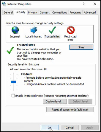 Imagen que muestra la ventana Propiedades de Internet