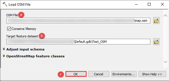 Load OSM File tool dialog box