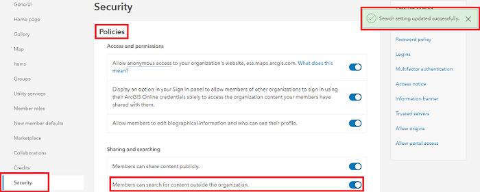 Image de la section Policies (Stratégies)