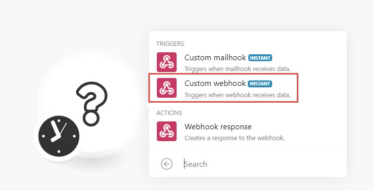 Imagen que muestra la selección de webhook personalizado.