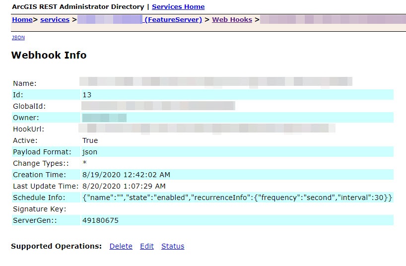 Imagen que muestra el webhook creado.