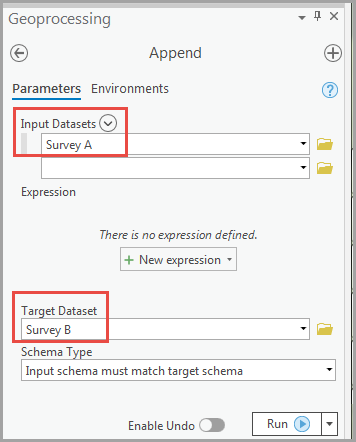 Imagen de cómo incorporar datos de Survey A a Survey B