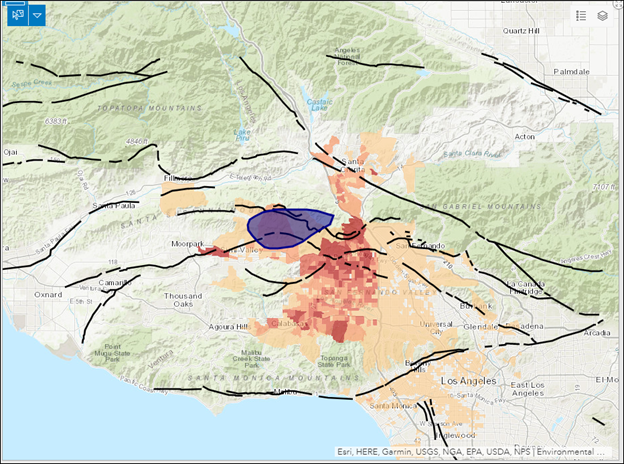 Imagen de un área dibujada en el elemento de mapa