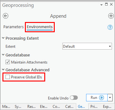Image of the Environments tab.