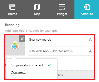 “组织共享”选项选中时默认应用程序徽标的图像
