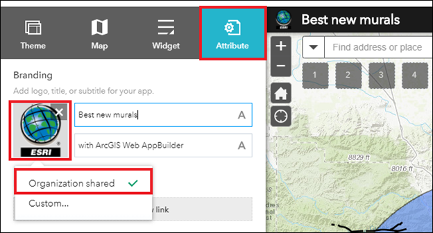 ArcGIS Web AppBuilder 中“属性”选项卡的图像