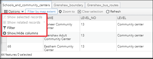 “全部导出至 CSV”或“将所选内容导出至 CSV”选项在属性表中不可用