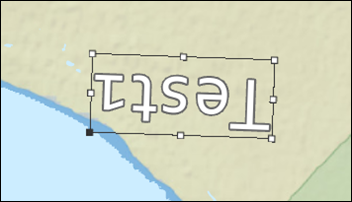 图像显示文本框倾斜，文本 Test1 倒置显示。