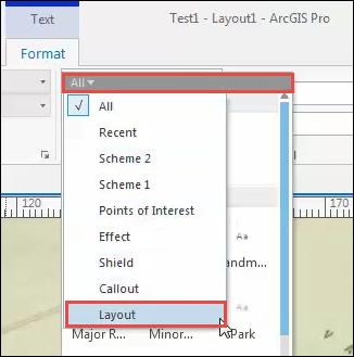 图像显示“文本符号”类型下拉菜单