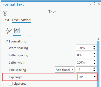 图像显示“文本符号”选项卡和“格式化”打开