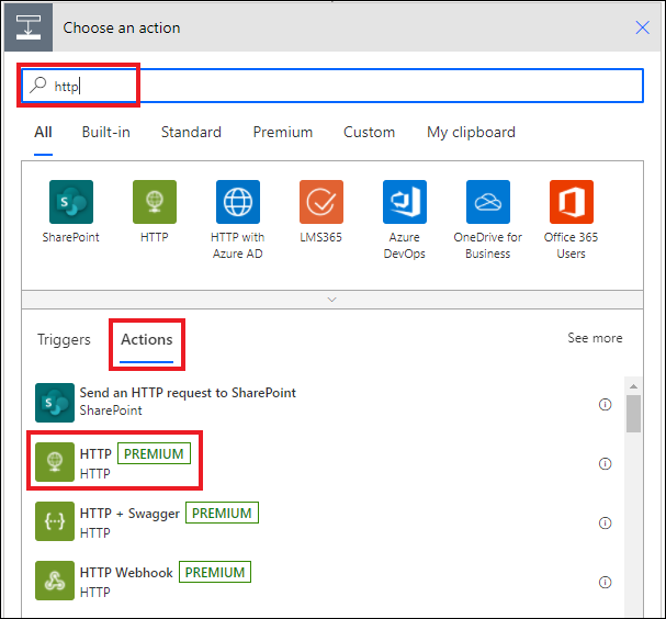 Image of the Choose an action window