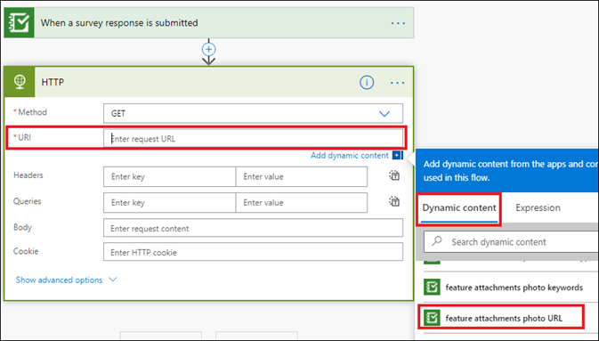 Image of the HTTP action window