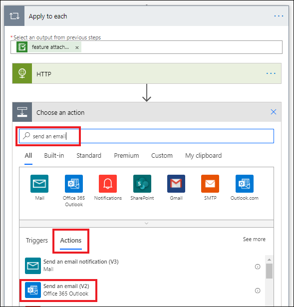 Image of the Choose an action window