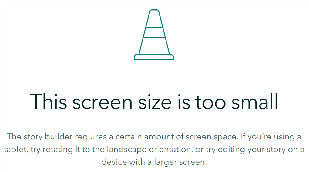 La imagen del mensaje de error en ArcGIS StoryMaps.