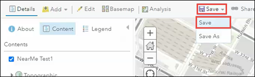 Imagen de los botones Guardar en el mapa web