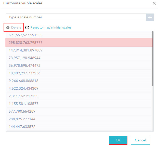 The image shows the Customize visible scale window.