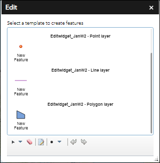 O widget Editar com as opções de modelo exibidas