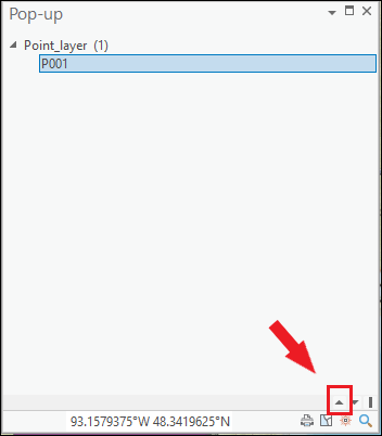 Na janela Pop-up, clique no ícone de seta Superior para exibir as informações do atributo.