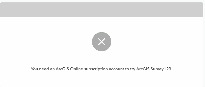 无法登录 ArcGIS Survey123 网站的错误图像。