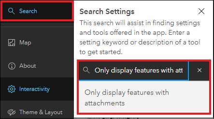 Imagen del panel Configuración de búsqueda