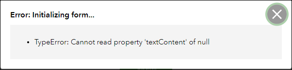 在 ArcGIS Survey123 web 应用程序中查看调查时返回了错误消息。