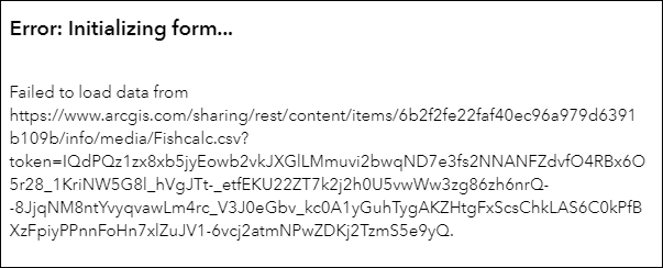 在 ArcGIS Survey123 web 应用程序中查看调查时返回了错误消息。