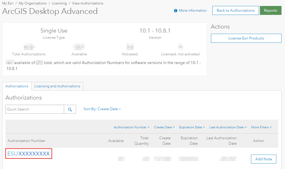 FAQ How do I access authorization codes for ArcGIS software in My Esri?