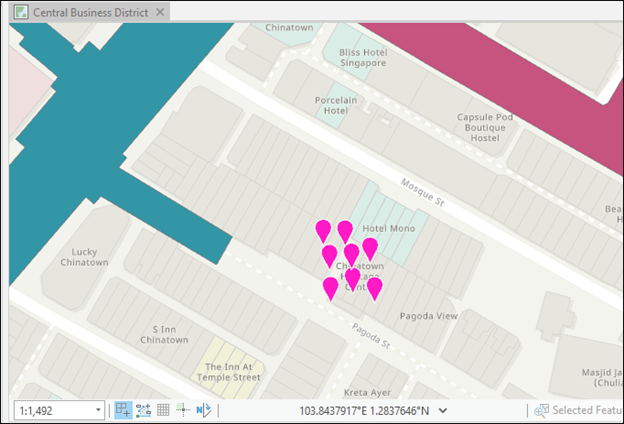 The Disperse Markers tool disperses the overlapping point feature symbols.