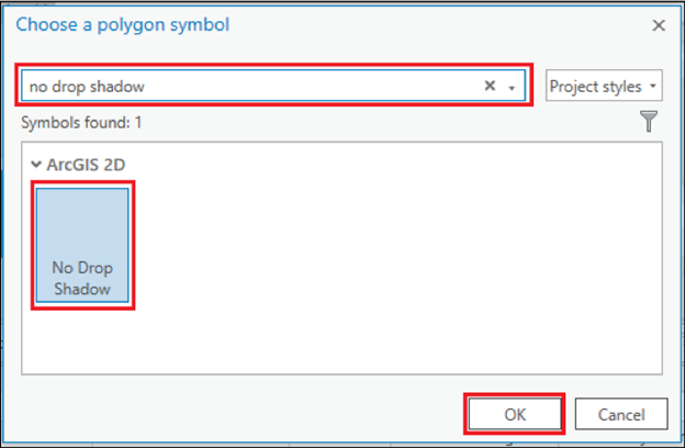 Select No Drop Shadow for the label's text fill symbol.