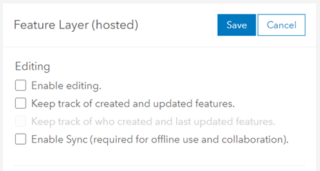 ArcGIS Online 中的“托管要素图层”设置