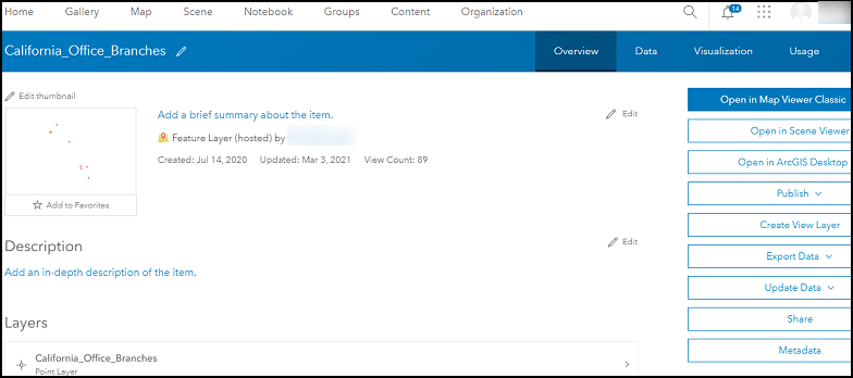 [詳細] をクリックした後に表示されるアイテム ページ。