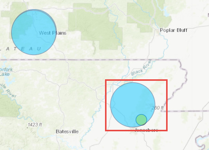 在地图上显示的具有较低绘制顺序优先级的图层