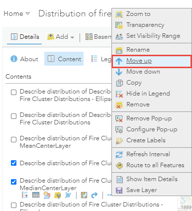 单击图层列表中图层下方的“上移”选项