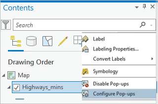 “配置弹出窗口”对话框