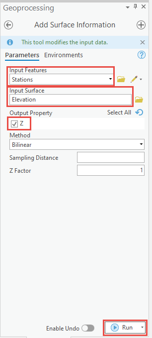 [サーフェス情報の追加 (Add Surface Information)] ツール ウィンドウ