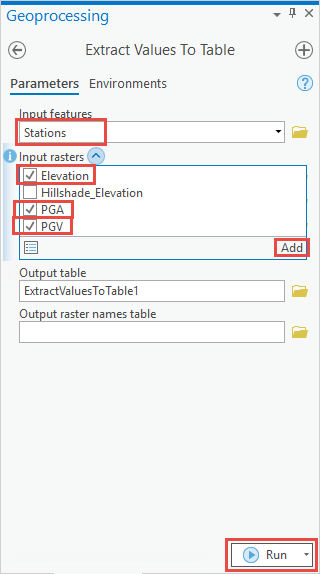 [抽出値 → テーブル (Extract Values To Table)] ツール ウィンドウ