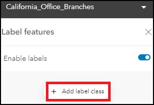 The Label features pane