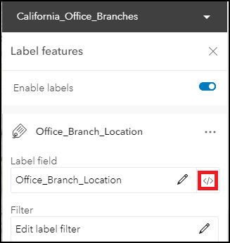 The Label features with the Use expression icon displayed.