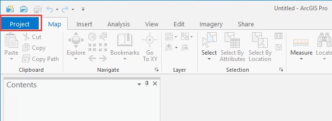 A página do aplicativo ArcGIS Pro