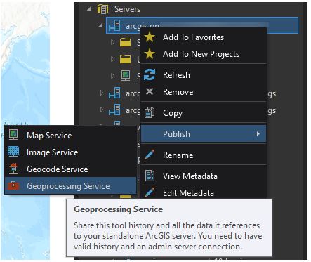 Publicación del servicio de geoprocesamiento