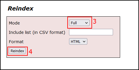 将 Portal Administrator Directory Reindex 页面中的“重新构建”对话框设置为 Full 模式并单击“重新构建”按钮