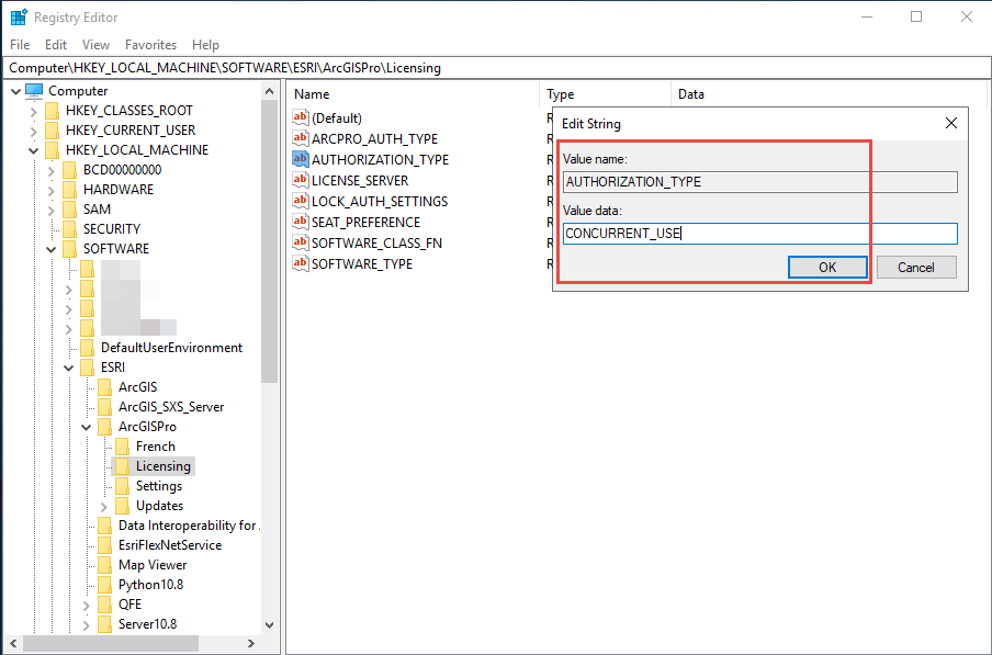 AUTHORIZATION_TYPE“编辑字符串”对话框