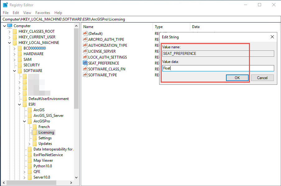 SEAT_PREFERENCE“编辑字符串”对话框