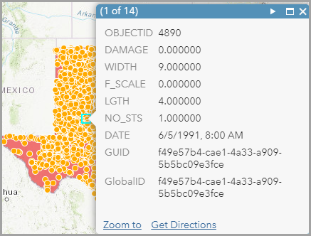 La opción Mostrar registros relacionados no está disponible en los elementos emergentes de ArcGIS Online Map Viewer Classic.