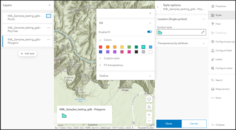 A simbologia é editável no ArcGIS Online Map Viewer