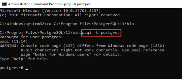 Verbinden mit PSQL als Superuser